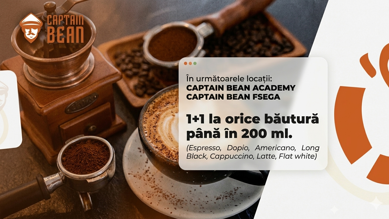 1+1 gratuit la orice cafea până în 200 ml
