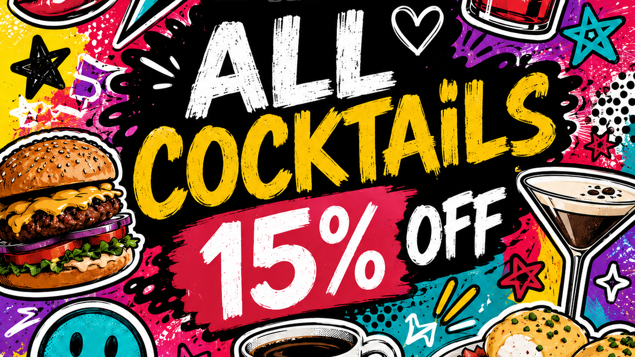 ALL COCKTAILS AT 15% OFF