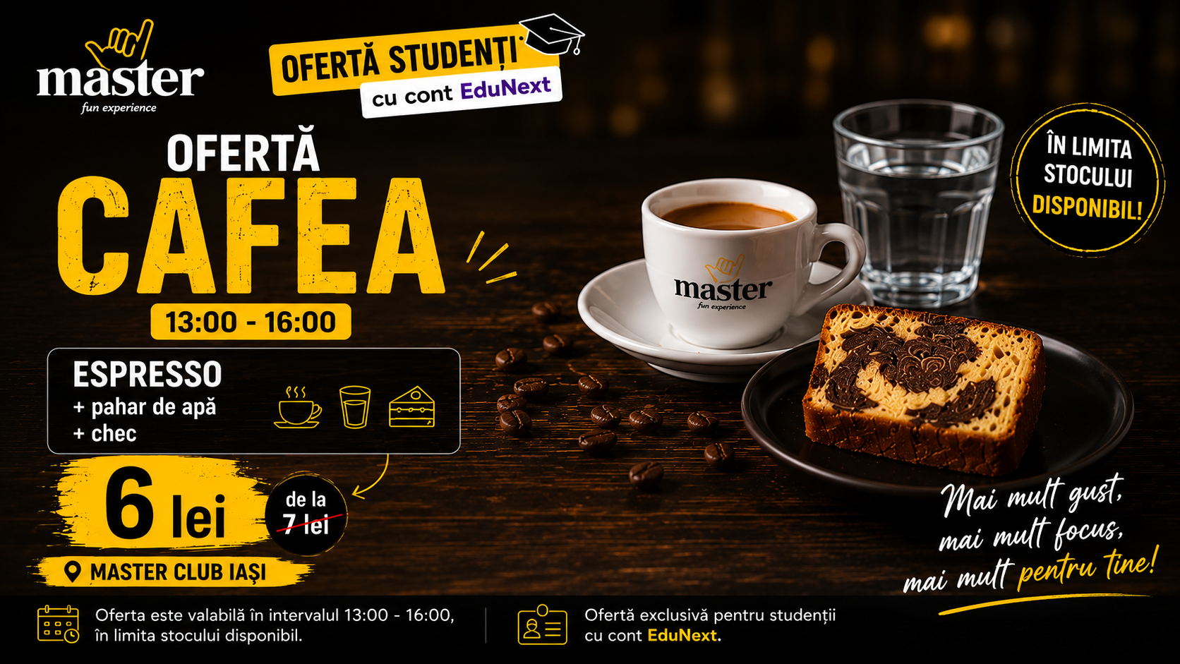 Ofertă Cafea – Espresso + apă + chec ☕ 