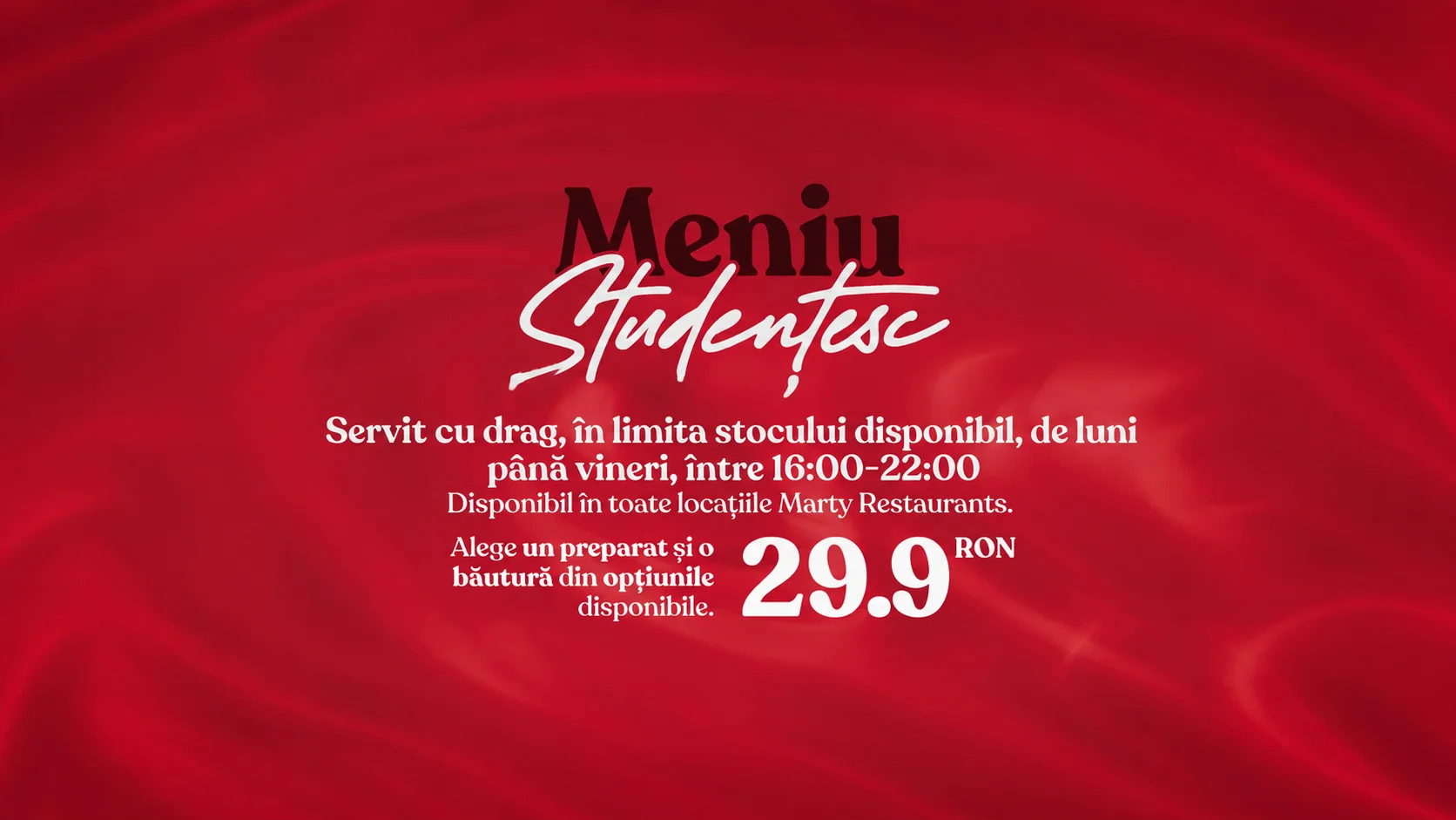 Meniu Studențesc la 29,9 lei